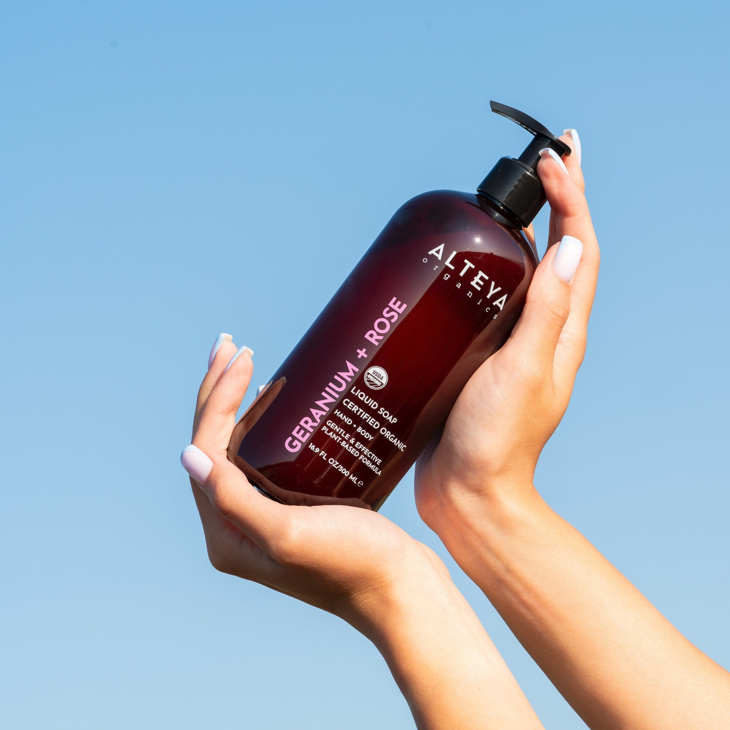 Ekologiškas rankų ir kūno prausiklis Pelargonija ir Rožė, Alteya Organics, 500 ml
