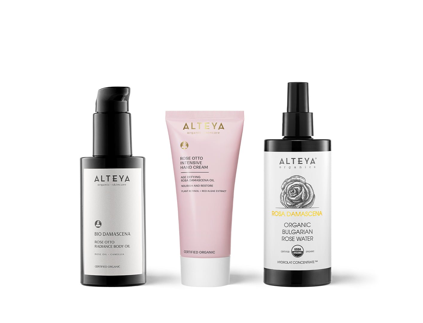 Alteya Organics kūno priežiūros ir atsipalaidavimo rinkinys „Damasko rožės"