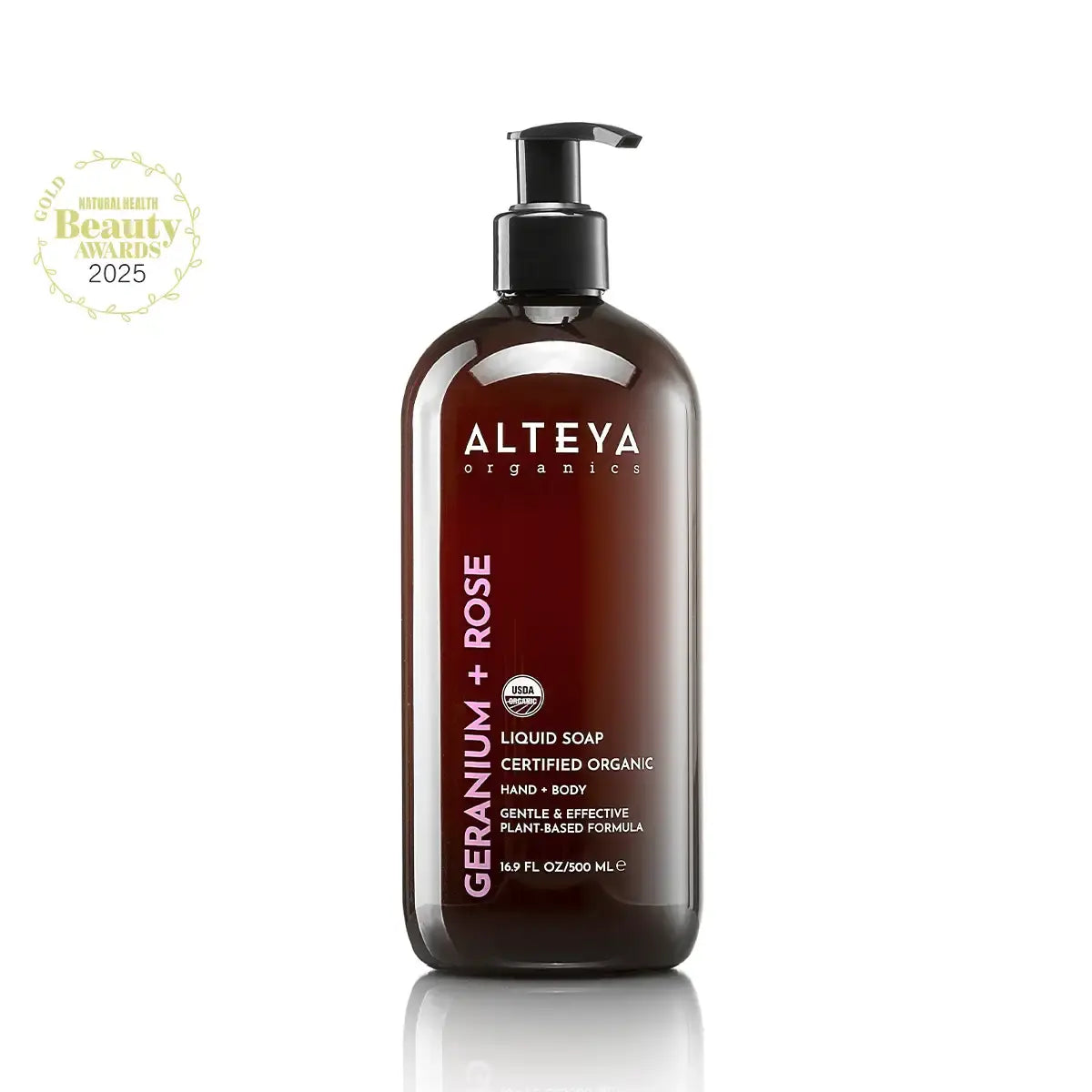 Ekologiškas rankų ir kūno prausiklis Pelargonija ir Rožė, Alteya Organics, 500 ml