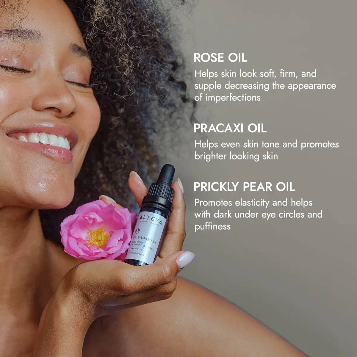 Ekologiškas atkuriamasis Damasko rožių paakių serumas, Alteya Organics