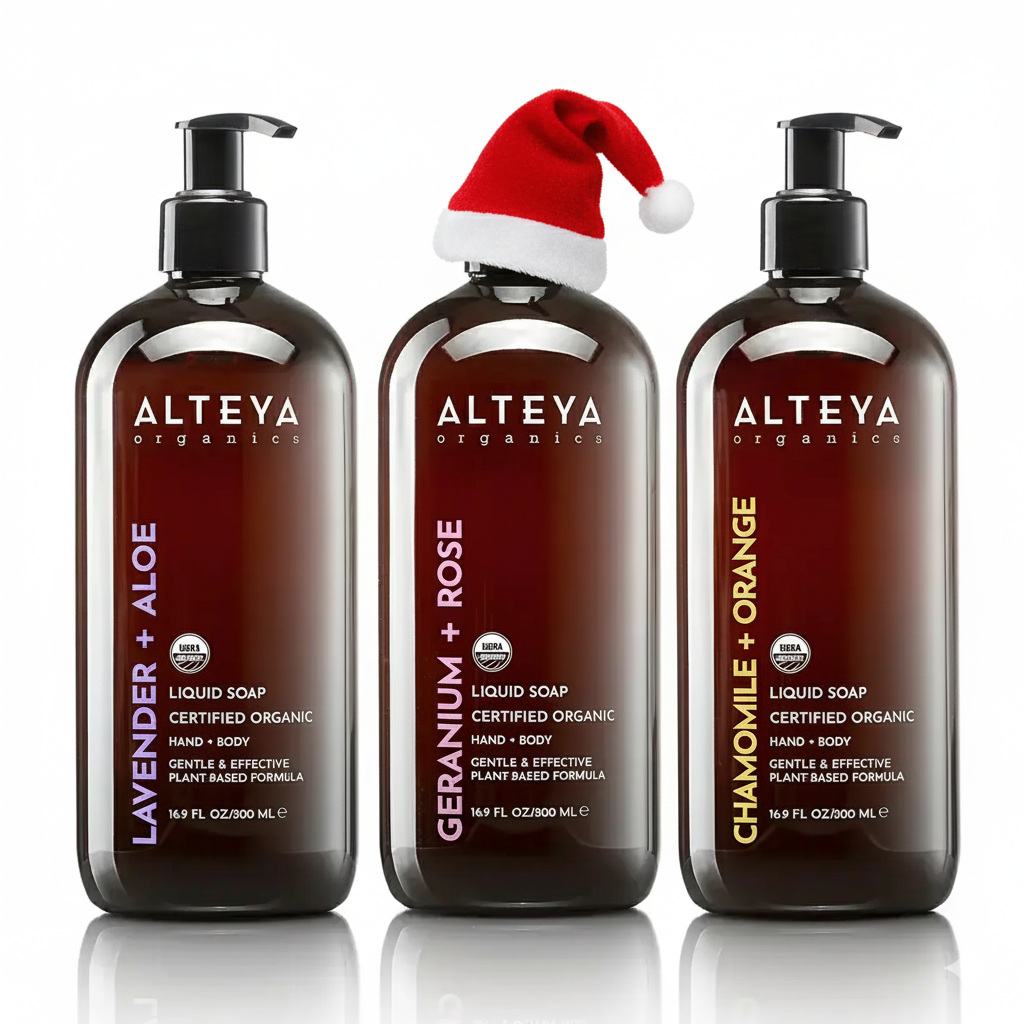 Ekologiškas rankų ir kūno prausiklių rinkinys 3 × 500 ml, Alteya Organics