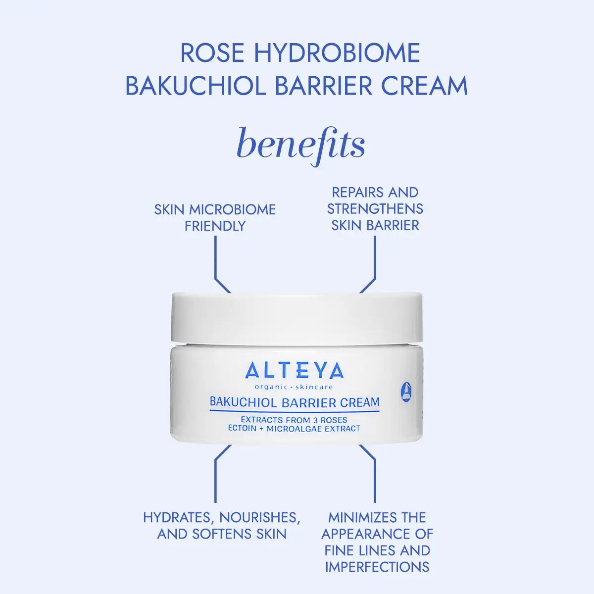 Ekologiškas barjerą atkuriantis veido kremas su bakučioliu „Rose Hydrobiome“, Alteya Organics