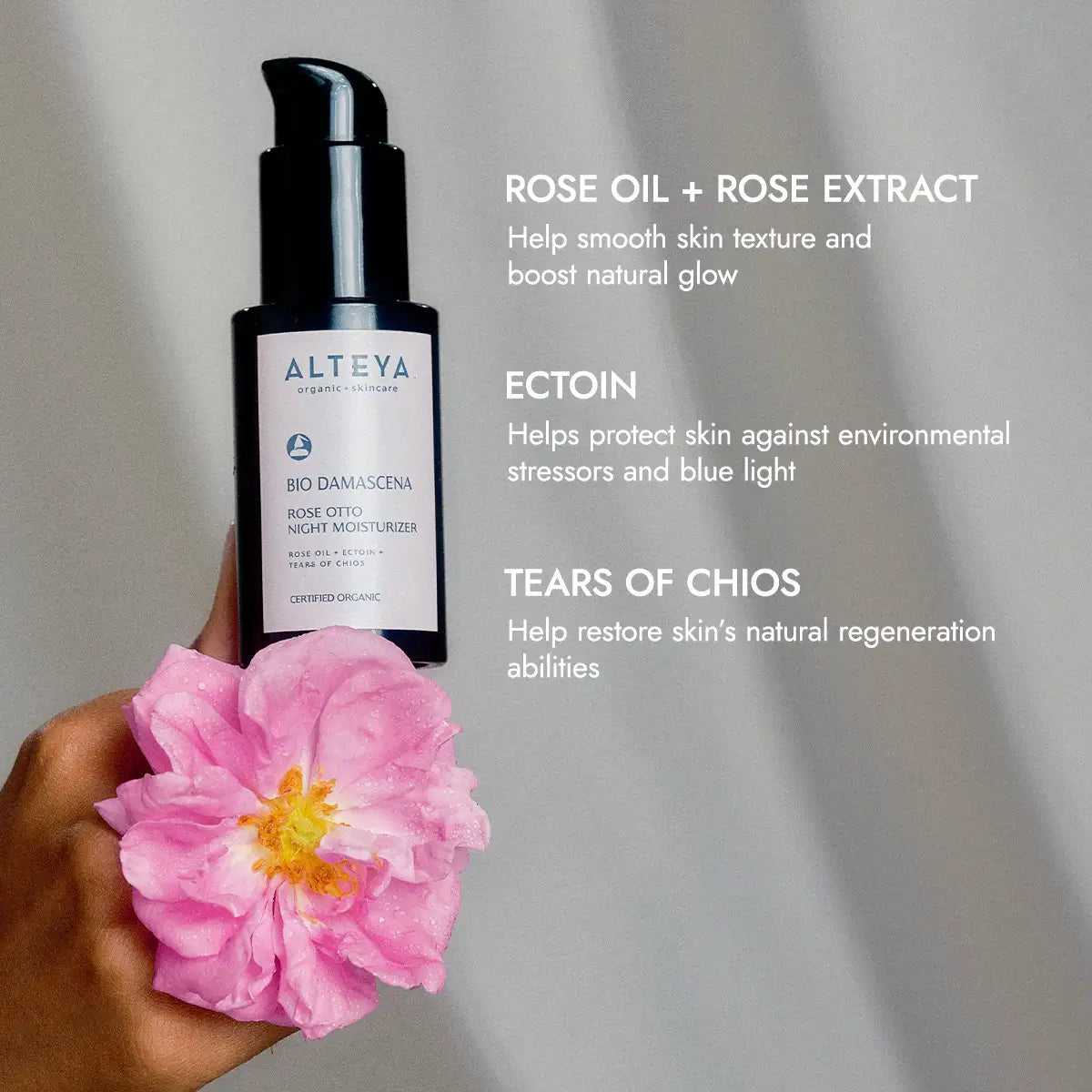 Ekologiškas naktinis veido kremas ,,Bio Damascena“, Alteya Organics