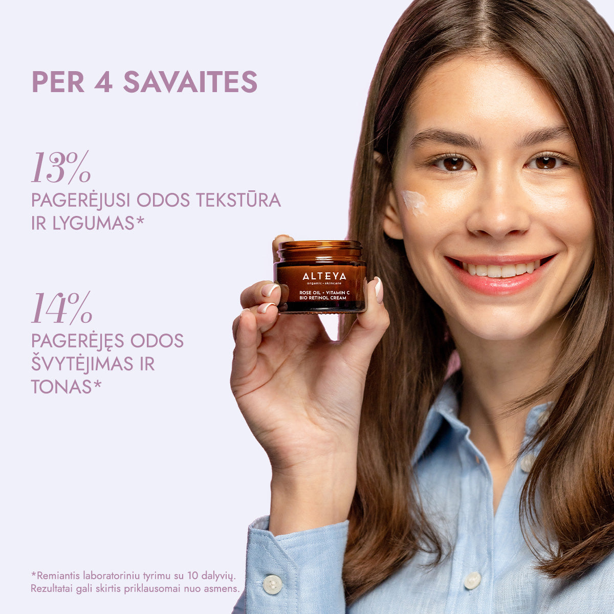 Ekologiškas veido kremas su rožių aliejumi, vitaminu C ir augaliniu retinoliu „Luminous Rose"