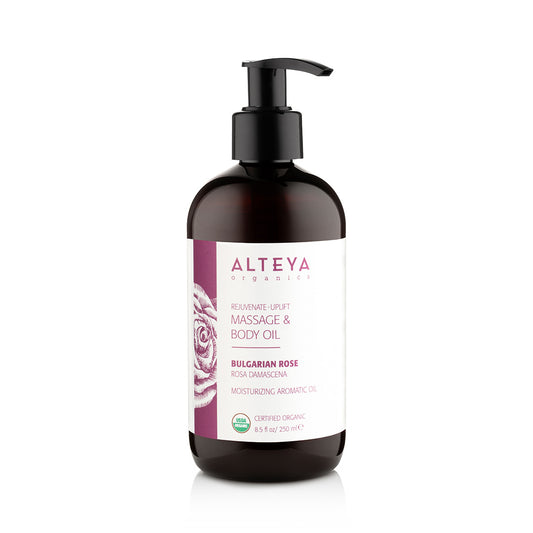 Ekologiškas atjauninantis ir atpalaiduojantis kūno aliejus su Damasko rožių aliejumi, Alteya Organics
