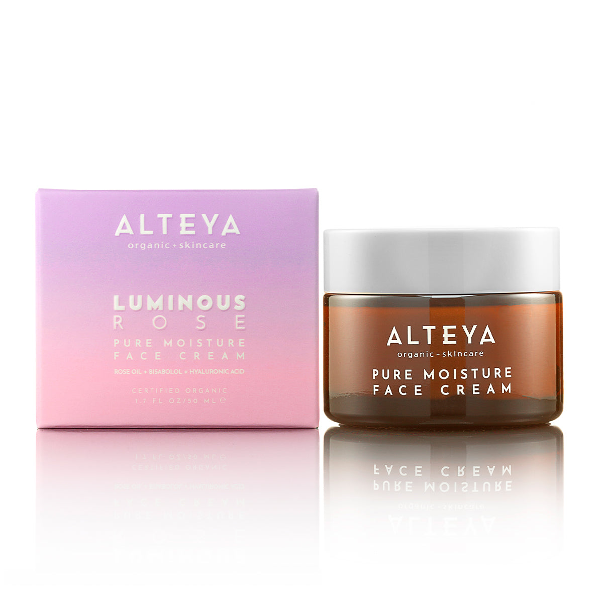 Ekologiškas drėkinamasis veido kremas su rožių aliejumi „Luminous Rose“, Alteya Organics