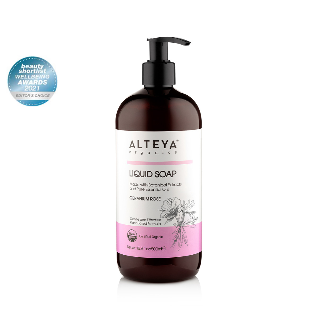 Ekologiškas universalus kūno prausiklis su rožine pelargonija, Alteya Organics